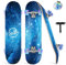 BELEEV Skateboard 31x8 Zoll, mit LED-Licht Komplette Cruiser Skateboard für Kinder Jugendliche Erwachsene, 7-Lagiger Kanadischer Ahorn Double Kick Deck Concave mit All-in-one Skate T-Tool für Anfänger