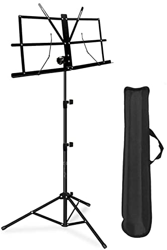 DADEA Tragbarer Notenständer, Klappbarer Notenständer aus Metall, Schwarz, Platzsparend, Höhenverstellbar, Stabiler Notenständer für Instrumentalauftritte, Bandreisen
