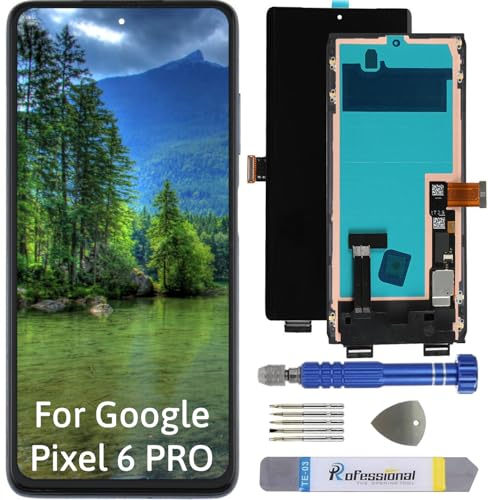 Int'x AMOLED Display für Google Pixel 6 Pro G8VOU (Fingerprint) LCD Bildschirm Ersatz Touchscreen mit Werkzeug Schwarz mit Rahmen Hohe Qualität