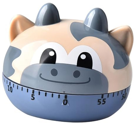 rockible Cartoon Küchentimer, Wecker, Süßer Mechanischer Timer mit Tiermotiv, 60 Minuten, Digitaler Timer für Prüfungen, Backen, Sport, Desktop Dekor, Kuh