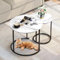 YITAHOME Couchtisch 2er Set Rund, Wohnzimmertisch Modern, Stapelbar, mit Stauraum, Holzplatte, Metallrahmen, Beistelltisch,Cocktail-Tee-Center-Tisch für Wohnzimmer, Heimbüro, weiß