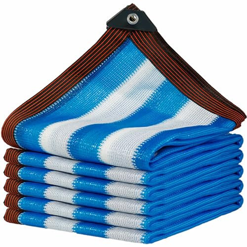 DGSFES Blu Bianco Rete Ombreggiante Con Occhielli,85% Tenda da Sole Traspirante per Esterno Vela Ombreggiante Impermeabile per Serra Balconi Patio Pergola,3X4m Telo Ombreggiante