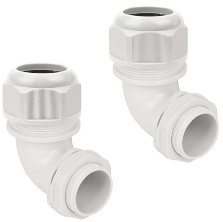 LeMotech M40 Cable Gland, 90 Degree Adjustable 26-33mm Cable Range Strain Relief, Cord Connectors Nylon Joints with Gaskets, 2 Pcs, Grey