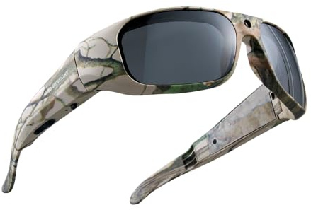 OhO Kamera-Brille, 4K Pro 24M Auflösung, H.265 Smart-Brille mit integriertem Speicher, UV400-Sonnenbrille in Tarnfarbe für die Jagd, camouflage, 64 GB