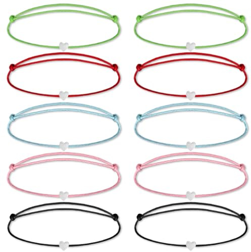 ZILZUFA 10 Braccialetti dell'amicizia, Braccialetti a Cuore, Braccialetti Regolabili per Donne e Ragazze, Amici, ECC.