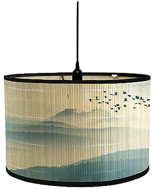 Moderne runder Lampenschirm Trommelform für Tischlampen und Stehlampen Hängelampenschirme mit chinesischem Muster für Wohnzimmer Küche Schlafzimmer Flure (Wildgans)