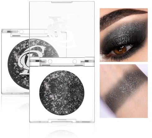 Prreal Black Eyeshadow Palette, Single Glitter Eyeshadow Palette, Highly Pigmented Eyeshadow Pearl, Shimmering Eye Shadow Palette, Waterproof Eyeshadow Powder Highlighter Eye Makeup