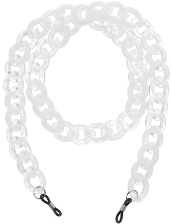 sourcing map Brillenketten für Damen, Acryl, Brillenhalter Ketten, verstellbare Sonnenbrillen-Lanyard-Halter, Kette, Perlenschnurhalter, Anti-Verlust-Gurt für Brillen, Sonnenbrille, transparentes Weiß