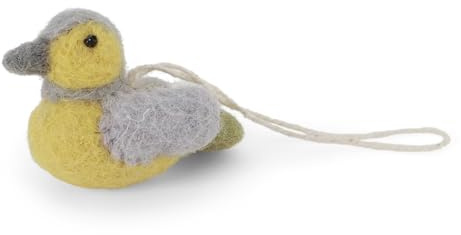 Gry & SIF Osterkranz, Dekokranz zum aufhängen, Filzkranz, Osterdekoration, Handmade, Fairtrade, Frühlingsdekoration, Naturdekoration (Mini Sparrow blau/gelb 5,5x3,5x3 cm)