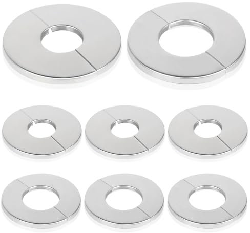 Lot de 8 rosaces pour tuyaux de chauffage, 24 mm/28 mm, pour tuyaux de radiateur, rosettes de recouvrement pour tuyaux de chauffage, cache-tuyaux, manchons de tuyaux, radiateurs en acier inoxydable