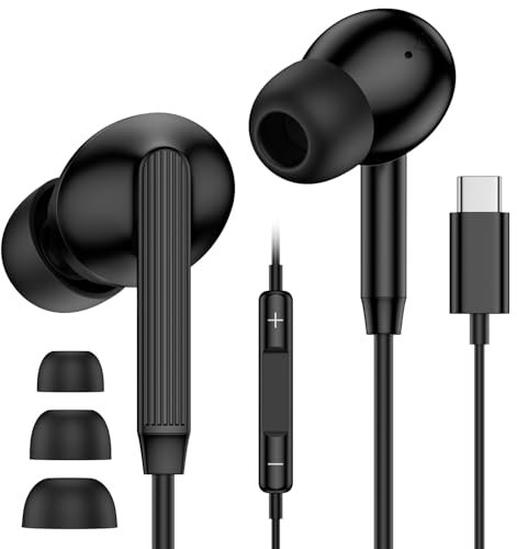 USB C Earphones Wired for iPhone 17 16 e 15 Pro Max Plus, Type C In-Ear Headphones Wired Earbuds with Microphone for Samsmung Galaxy S25 Ultra S24 S23 FE S22 S21 S20 A16 A17 A26 A35 A36 A54 A55 A56 5G