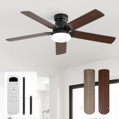 Sofucor 107cm Ventilatore da Soffitto con Luce LED, Dimmerabile 3CCT, Telecomando, 6 Velocità, Timer, Silenzioso Lampada Ventilatore da Soffitto per Soggiorno, Cucina