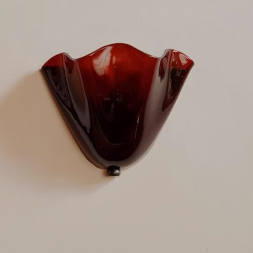 OOWOKS E27 Muschel Wandlampe Innen Weiß Kreativ Wandleuchte aus Farbig Glas 3000K Warmes Licht Vintage Nachttischlampe-Wand Dekoratives Nachtlicht Muschel Lampe für Schlafzimmer, Wohnzimmer, Flur,Rot
