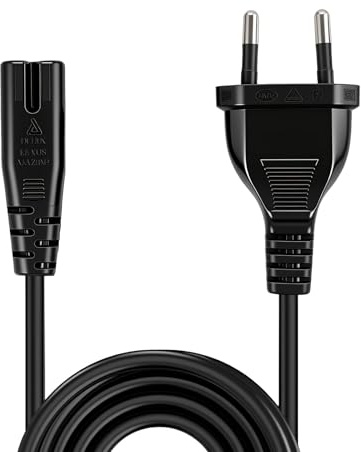 Cable de Alimentación Euro, Cable C7 Euro a Euro 8 Conector 1.5m, Cable de Corriente para Pequeños Electrodomésticos, Televisores, Monitores, Consolas PS5/PS4/PS3, Xbox Series X/S, DVD, Router y Más