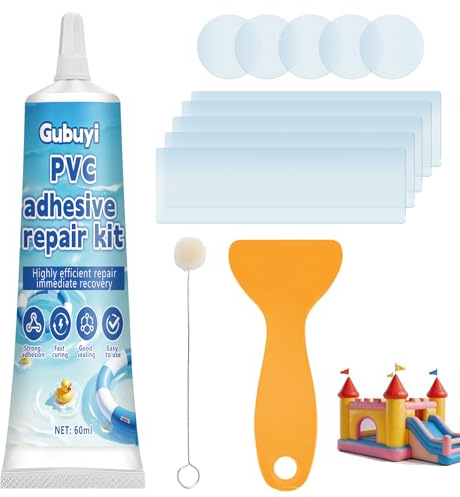 60ml Kit Reparation Piscine, Rustine Piscine, Rustine Matelas Gonflable | Imperméable et Transparent, Colle PVC, Réparation Liner Piscine, Kit de Réparation de Piscine avec Rustines Transparentes