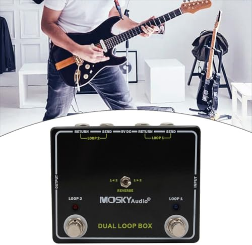 Lagomloot Dual Reverse Loop Box, pedale per effetti per chitarra, con interruttore a pedale AB e uscita sintonizzatore, selettore amplificatore per musicisti