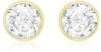 CARISSIMA Damen-Ohrstecker 18ct 5mm Round Stud Earrings 750 Gelbgold Zirkonia transparent Rundschliff - 7.57.7529