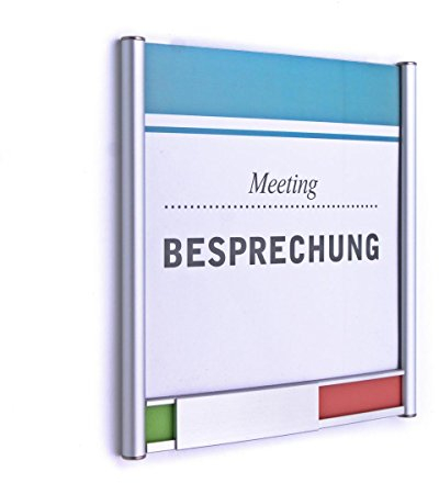 Logistic Sign System Türschild Primus 163/170 mit Frei/Besetzt-Anzeige für Büro, Rot/Grün- Anzeige