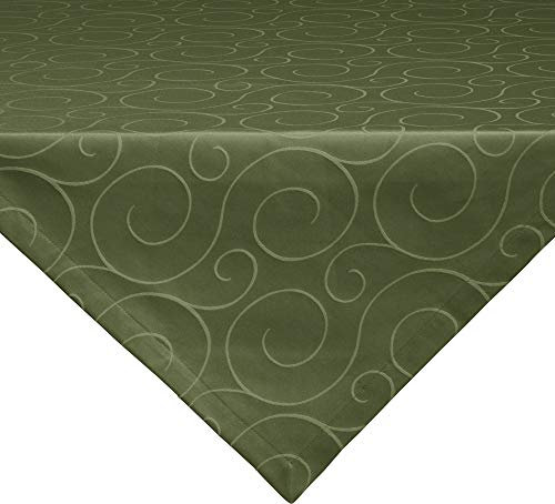 Erwin Müller Mitteldecke, Tischdecke Oberhausen, Jacquard Ranken dunkelgrün Größe 100x100 cm - pflegeleicht, bügelleicht, mit Kuvertsaum