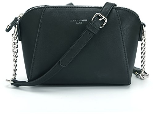 davidjones Damen PU Leder Crossbody Umhängetasche Sattel Handtaschen, Schwarz (schwarz), Medium