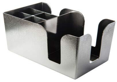We Can Source It Ltd - Chrome Plastic Bar Caddy, Bar Aid Organiser for Straws and Cocktail Napkins, Restaurant Beverage Supplies 5 Compartment Organiser