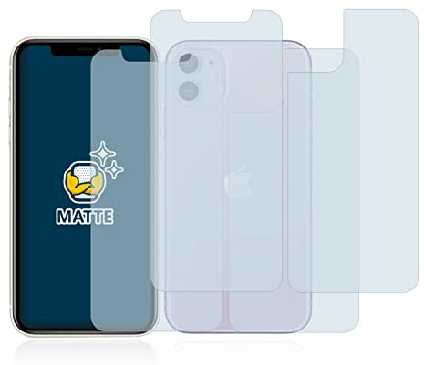 BROTECT Protector Pantalla Anti-Reflejos para Apple iPhone 11 (Frontal+Trasero) (2 Unidades) Película Mate Anti-Huellas