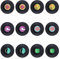 Coolty 12 Stück Retro Vinyl Schallplatten Untersetzer, Rutschfeste Tasse Matte, Isolierte Kaffee Getränke Untersetzer für Tassen Tisch Bar Glas Gläser, 10 * 10 * 0.2cm (Stil D)