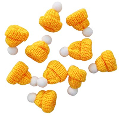 PRETYZOOM 10 Stück Miniatur Strickmützen Lollipop Mütze Lutscher Topper Gelb Mini Hut Puppenmütze Puppenhaus Puppenhut Christbaumschmuck DIY Handwerk Schmuck Basteln Schmuckanhänger Zubehör
