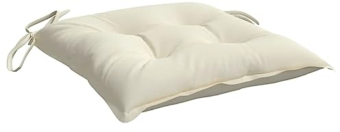 vidaXL Stuhlkissen 4 STK., Sitzkissen mit Bändern, Sitzauflage Outdoor Indoor, Stuhlauflagen Kissen für Gartenstuhl, Cremeweiß 40x40cm Oxford-Gewebe