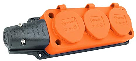 Steckdosenleiste Mehrfachsteckdose Gummikupplung 3-Fach Aussen Steckdose orange Schuko