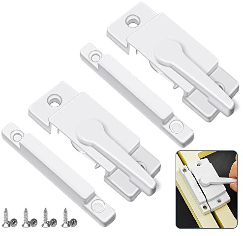 Sliding Window Sash Locks White ZUONAI 2 Pack Cam Sash Locks for Double Hung Window Latch Lock Security Vinyl Window Sash Lock and Keeper Replacement for Vertical and Horizontal Sliding Windows