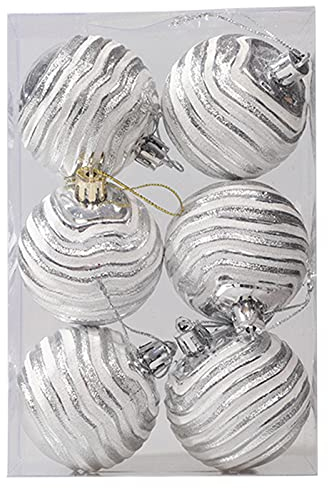 Bodhi2000 24 Stück / Set von Weihnachten Galvanik Kugeln Exquisite Kunststoff Flash Alle passenden hängenden Kugeln zum Dekorieren des Hauses Silber