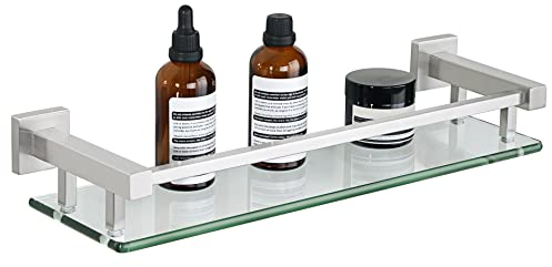 SAYAYO Duschablage Chrom Glasregal Edelstahl Duschregal Badezimmer Regal Duschkorb Shampoo Halterung für Dusche Badezimmerregal für Bad und Küche 415mm x 130mm x 70mm, EGC2000-40-LS