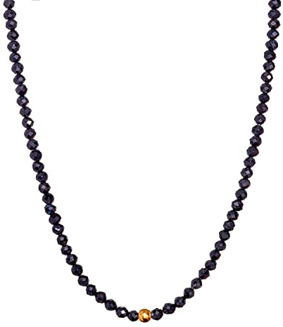 BERGERLIN Onyx Halskette schwarz - schwarze Kette - Gold - XS-S