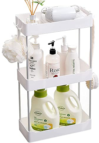 Estante organizador de baño extraíble blanco organizador organizador de cosméticos estante de baño estante de pie caddy para el hogar, baño, cómoda, cocina, especias, lavandería, oficina (3 pisos)