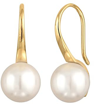 Nenalina Ohrringe Silber 925 Damen Ohrhänger vergoldet mit Muschelkernperle in Tropfen Form (10 mm)