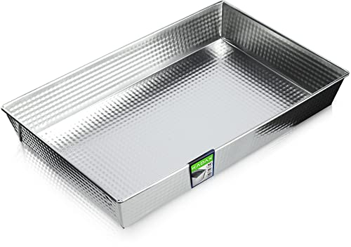 KADAX rechteckige Backform, Backblech in 3 Größen, hohe Blechränder für Kuchen, Toastbrot, Käsekuchen, Brownie, pflegeleichte Kastenform, Wärmeverteilung (40 x 25,5 cm, Silber)