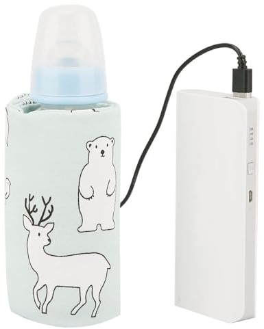Flaschenwärmer für Muttermilch, USB, tragbar, für Reisen, Babyflaschenwärmer, Milchwärmebehälter, Muttermilch-Aufbewahrungstasche, Isolierung, Thermostat für Auto (Bär)
