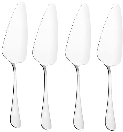 Lot De 4 Pelle à Tarte, Pelle à GâTeau En Acier Inoxydable 430 Avec Lame Pour Couper Pizza Pie Serveur Couteau à GâTeau Pour Cuisines, Restaurants, FêTes Mariage, Lavable Au Lave-Vaisselle, Argent
