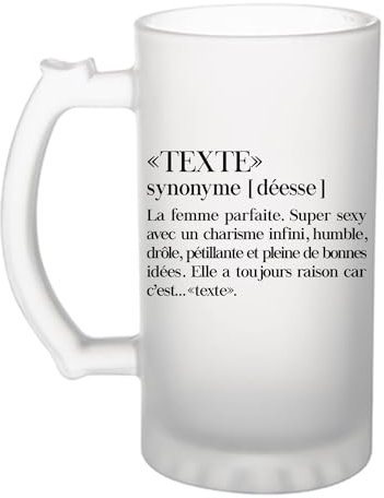 Chope de Bière Prénom Prénom Femme Définition | Verre à bière pinte personnalisable Cadeau humour alcool original | Imprimé en France