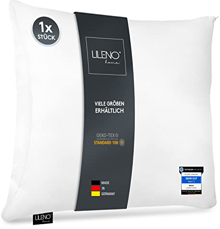 LILENO HOME Microfaserkissen 60x60 cm [1er Set] waschbar bis 95 Grad mit Reißverschluss - Kopfkissen 60x60 cm als Kissen-Füllung für Bett oder als Deko-Kissen - Sofakissen & Zierkissen