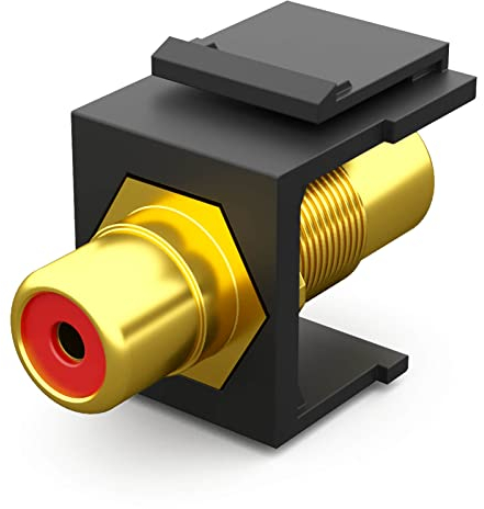 HB-DIGITAL Keystone Modul Mit RCA Verbinder (Markierung Rot) | Multimedia-Keystone für Patchpanel Netzwerkdose Halterung Adapter Kupplung Plug-&-Play Schwarz