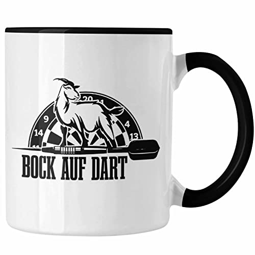 Trendation - Lustige Tasse Dartspieler als Geschenkidee Darts Spieler Geschenk (Schwarz)
