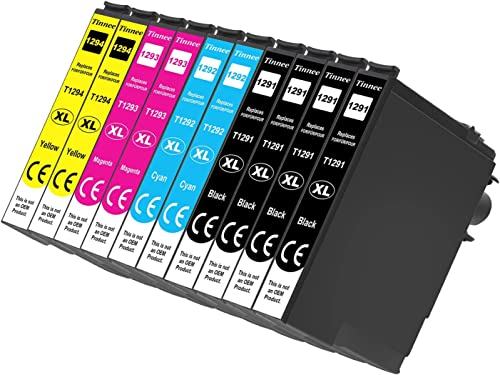 Tinnee 10er-Pack T1295 Multipack Kompatibel für Epson T1291 T1292 T1293 T1294 Patronen - WF-3520 WF-3540 WF-7515 WF-7525 Stylus SX235W SX425W SX435W SX438W SX445W SX525WD