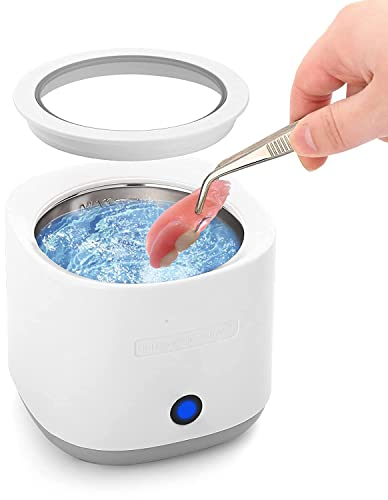 XJKH Professional Ultrasonic Dental Cleaner Noise Reduction, Denture Bath Cleaning Machine Kit with Basket, Professional Ultrasonic Cleaner For Dental Appliances - Retainers, Mouth Guards, Aligners