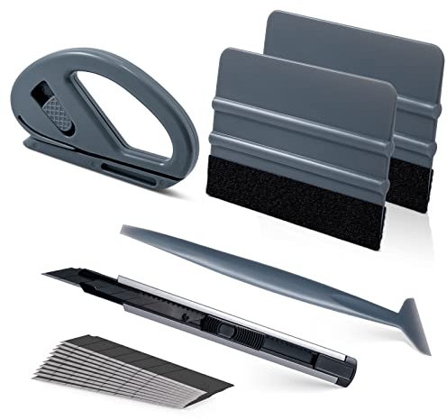 FOSHIO Auto Vinyl Werkzeug Kit Autofolie Grau Rakel Set für Tönungsfolie Auto Wrap, Folien Werkzeug Set für Wrapping, Micro Rakel, Filzrakel, Cuttermesser