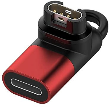 EKSIL Type C/Micro USB to 4pin Charging Adapter For Garmin Fenix 5/5S/5X/6 Forerunner 45/45S/245/245M/935 Smart Watch Charge Converter (Color : Red Apple interface)