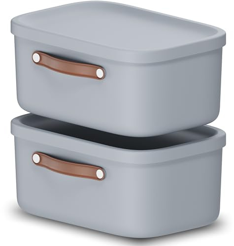 Rotho Maloja 2er-Set Aufbewahrungsbox mit Deckel 12 l, Kunststoff, hellblau, 12 (39.5 x 26.5 x 17.7 cm)