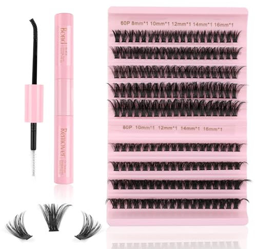 Kiusatig Kit Extension Cils Individuel 167PCS Kit Faux Cils Naturel 60D 80D avec Lash Bond et Remover Cils Extension de Cils Professionnel 8-16mm Mix Kit Extension de Cils Complet Debutant