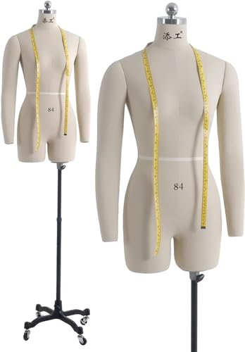 AviiSo Weiblich Schaufensterpuppe Vollständig ansteckbare Körperform mit 2 weichen Armen, Weibliche Schaufensterpuppen-Torso-Kleiderformen auf Rädern, höhenverstellbar ( Color : White , Size : XXL-88